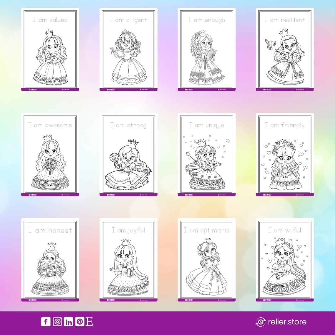 Princess Affirmations Coloring Book