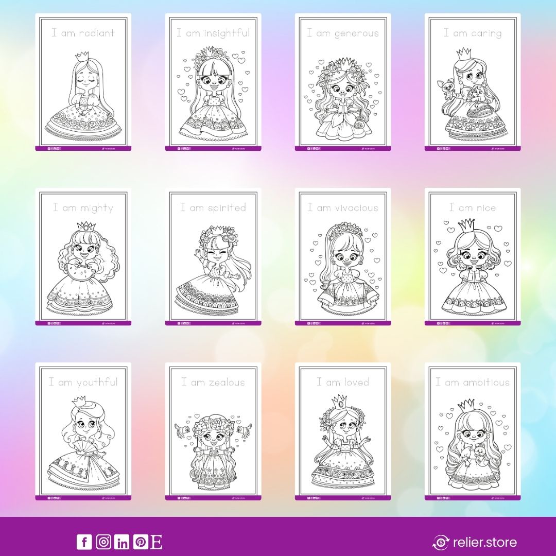 Princess Affirmations Coloring Book