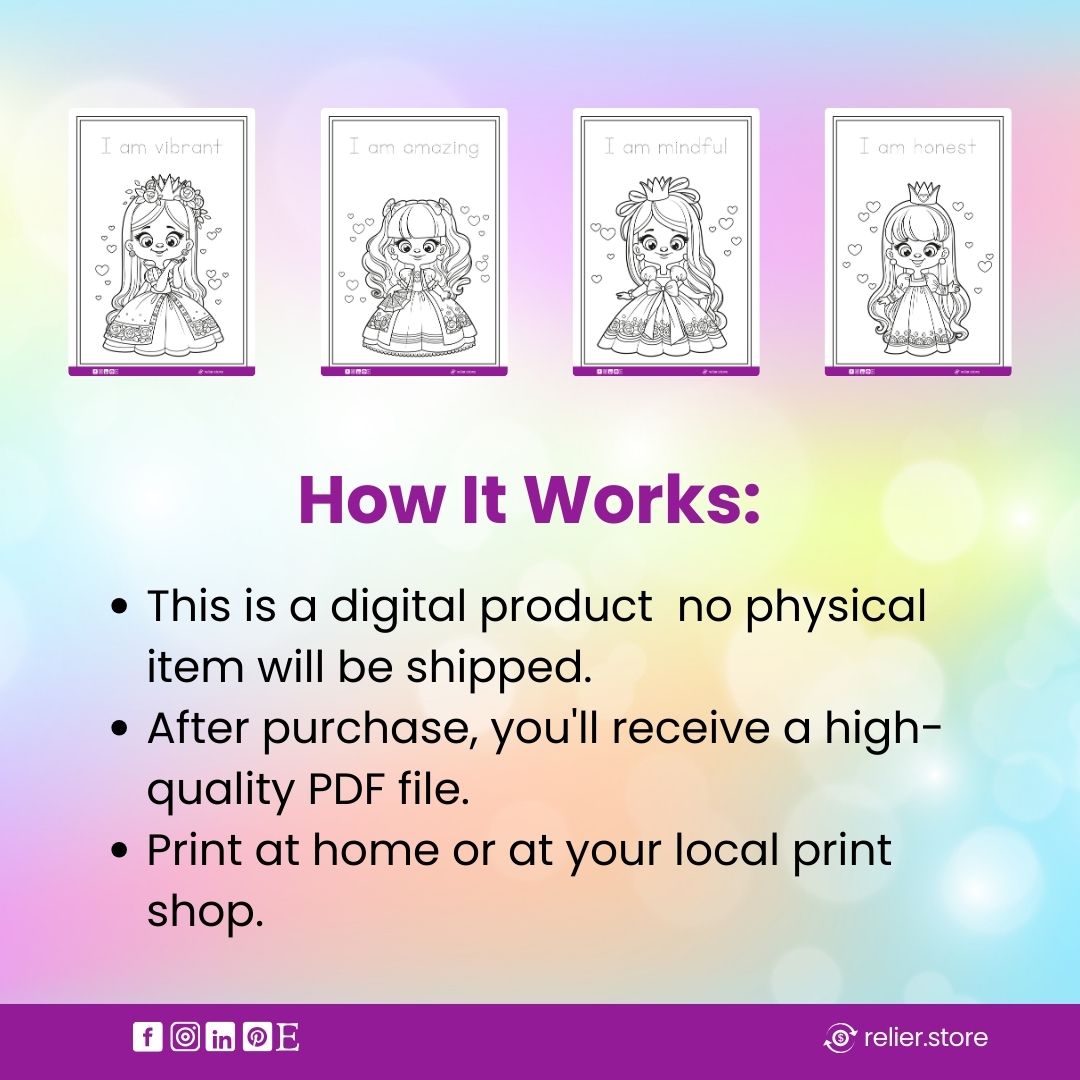 Princess Affirmations Coloring Book